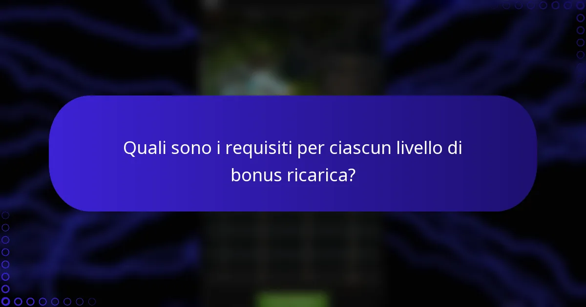 Quali sono i requisiti per ciascun livello di bonus ricarica?